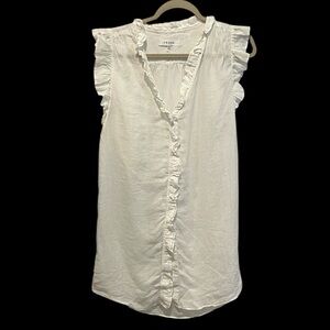 Frame women’s white ruffle sleeveless button down dress/ coverup small